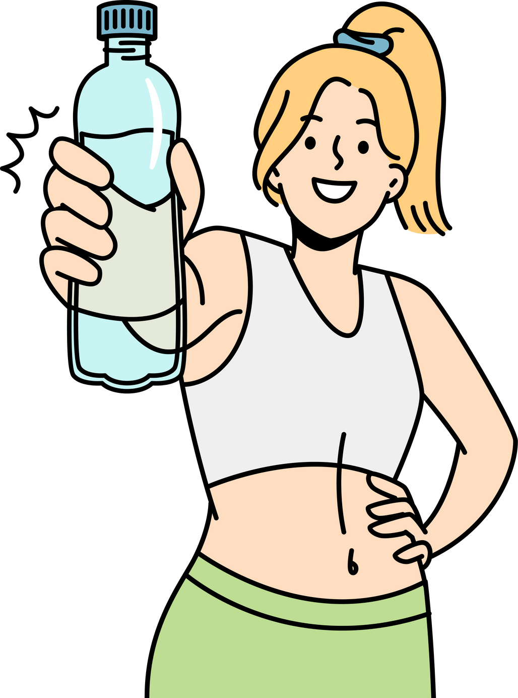 Smiling fit woman recommend water drinking